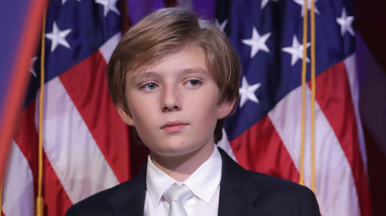 Barron Trump with American flags