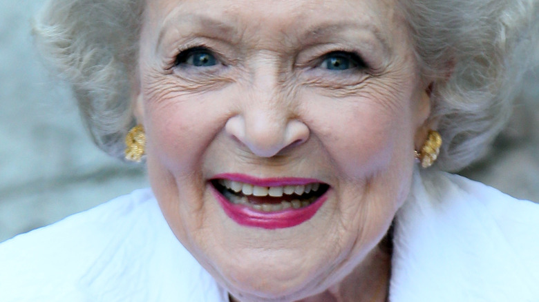 Betty White poses for a photo 