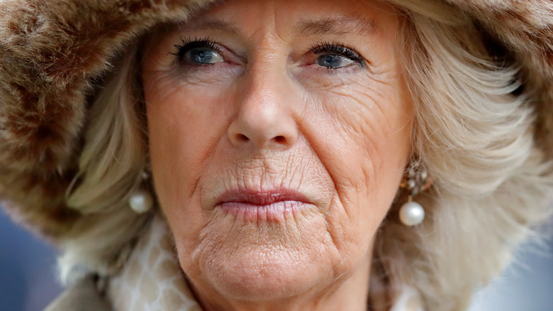Camilla Parker Bowles with lips pursed