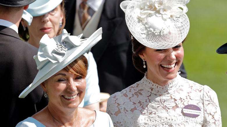 Kate and Carole Middleton smile