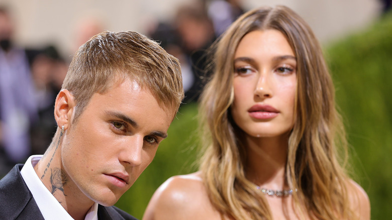 Justin and Hailey Bieber pose