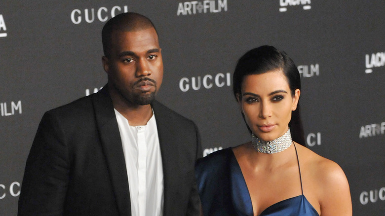 Kanye West and Kim Kardashian on the red carpet