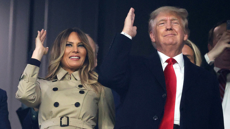 The Trumps watching a World Series game