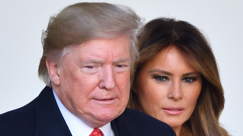 Melania and Donald leaving the White House