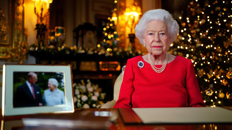 Queen Elizabeth II sits for her annual Christmas address