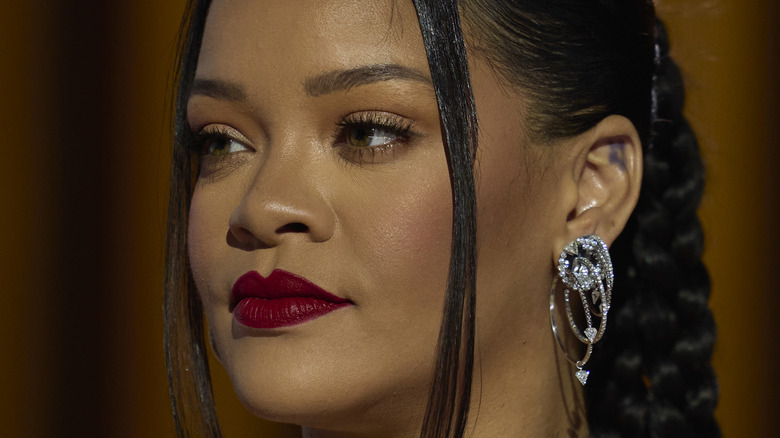 Rihanna in red lips