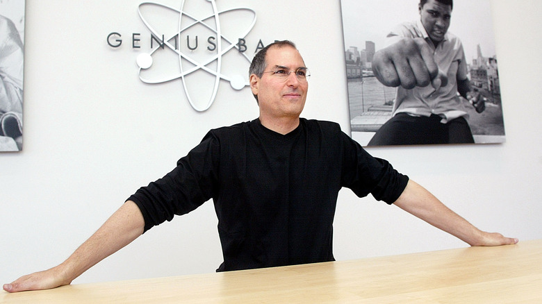 Steve Jobs at an early Apple Store