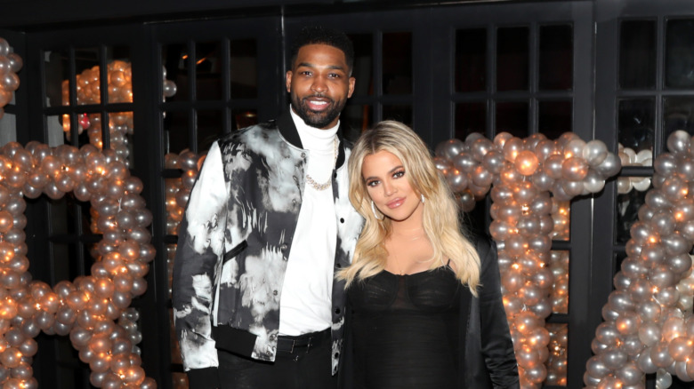Khloe Kardashian Tristan Thompson posing
