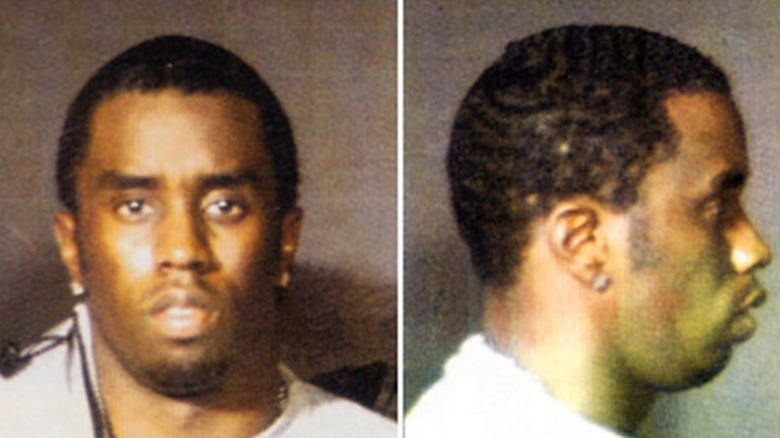 Diddy posing in forward and side positioning mug shot photos