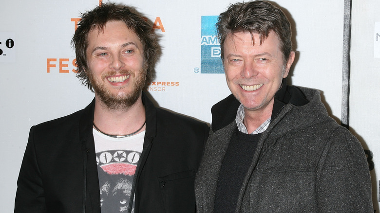 Duncan Jones and David Bowie on the red carpet