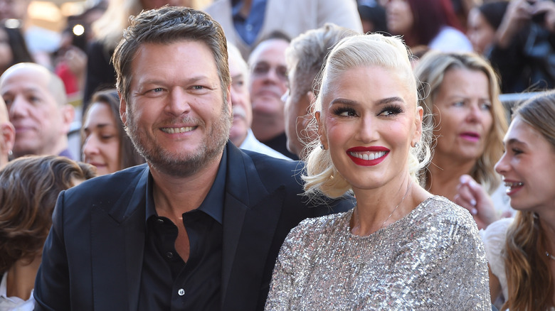 Blake Shelton and Gwen Stefani at a Hollywood Walk of Fame ceremony in 2023