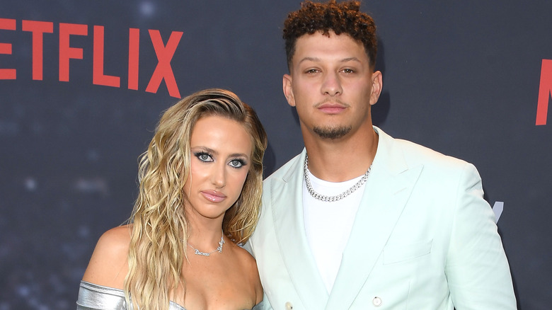 Brittany and Patrick Mahomes posing