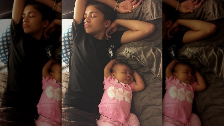Zendaya sleeps with her baby niece