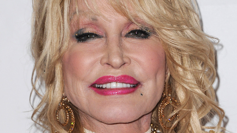 Dolly Parton with eyes half closed