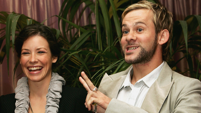Dominic Monaghan and Evangeline Lilly speaking at an interview