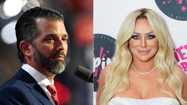 Donald Trump Jr. candid; Aubrey O'Day smiling