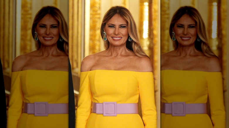 First Lady Melania Trump attending the State visit by the President of the United States of America at Windsor Castle