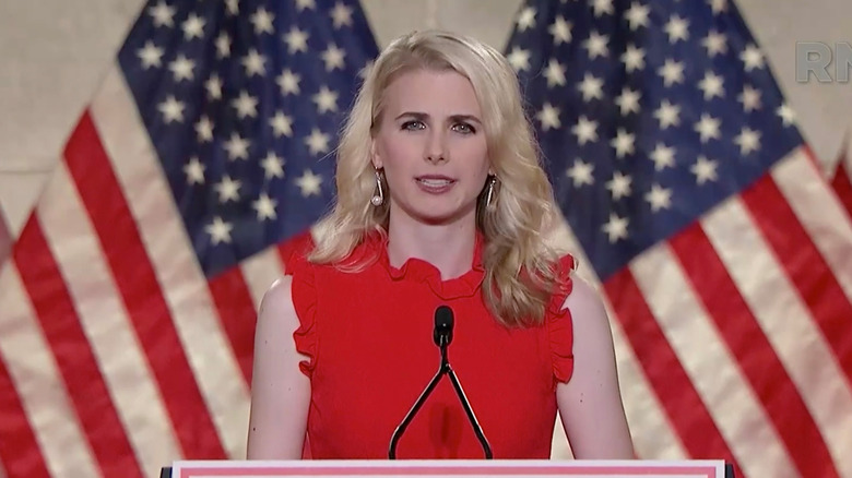 Natalie Harp campaigning for Donald Trump