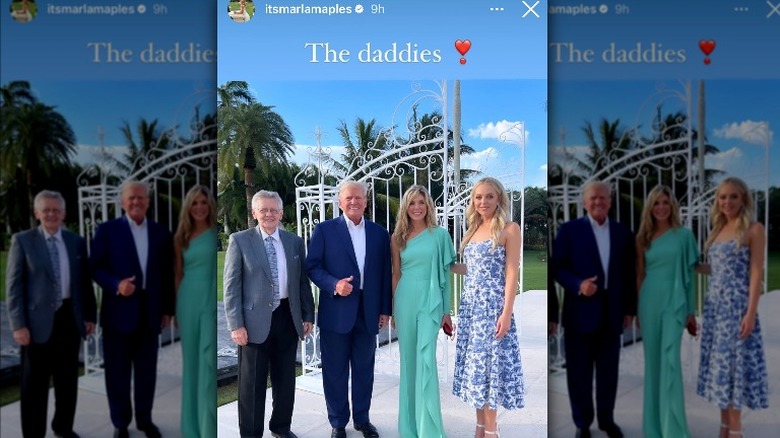 Marla Maples and Donald Trump posing with daughter Tiffany
