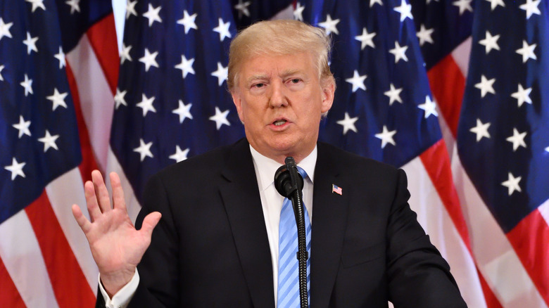 Donald Trump giving a speech