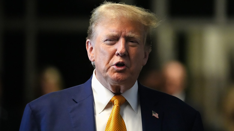 Donald Trump wearing a blue suit