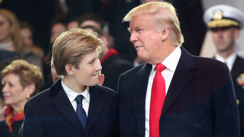 Donald Trump and Barron Trump talking