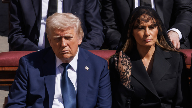 Donald Trump with melania at pope's funeral