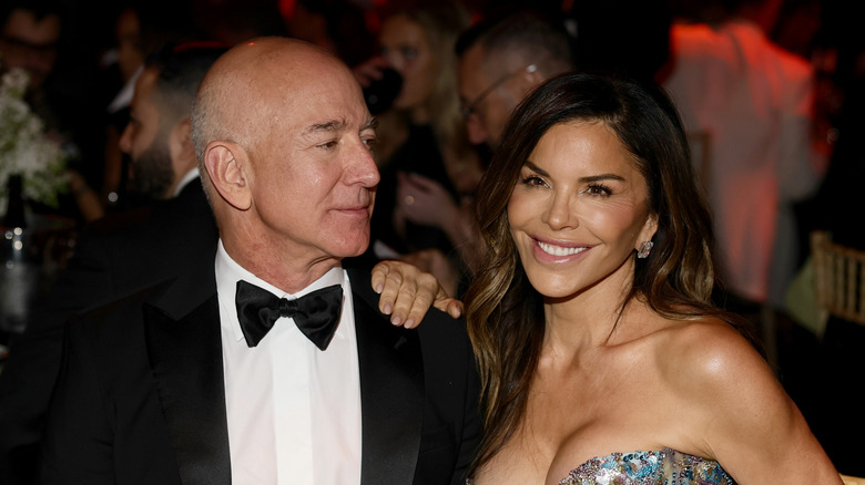 Jeff Bezos looking at Lauren Sanchez