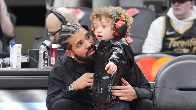 Drake looking at son Adonis