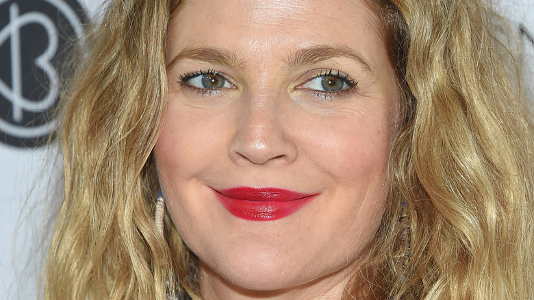 Drew Barrymore with red lipstick