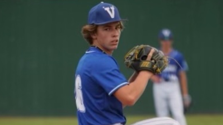 Duke Gaines playing baseball.