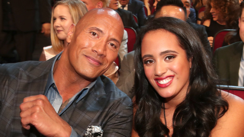 Dwayne Johnson and his daughter smiling