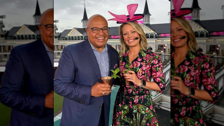 Dylan Dreyer posing with co-star Mike Tirico at the 2022 Kentucky Derby.