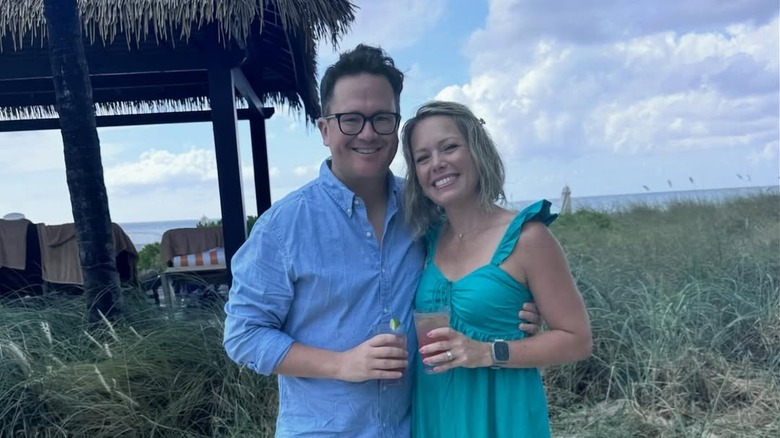 Dylan Dreyer and Brian Fichera pose at the beach