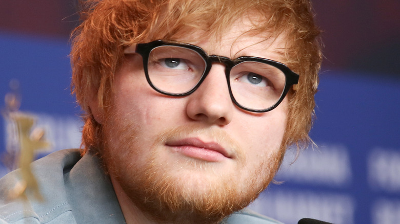 Ed Sheeran gazing upwards