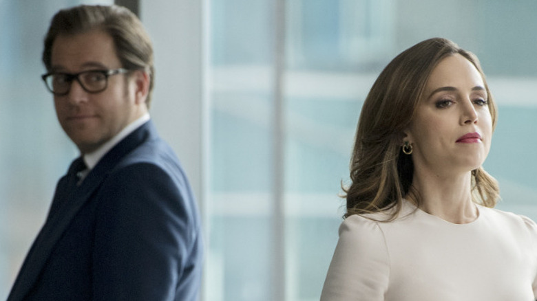 Michael Weather and Eliza Dushku in scene from 'Bull'