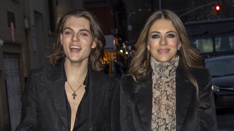 Elizabeth and Damian Hurley arrive at sushi restaurant together in 2024