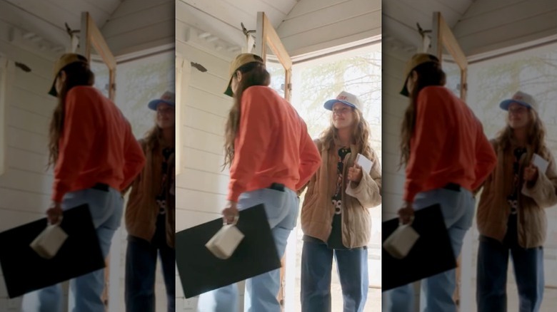 Ella Gaines walks through the door behind Joanna on Fixer Upper: Colorado Mountain House