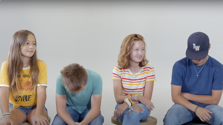Chip and Joanna's four oldest kids sitting next to each other