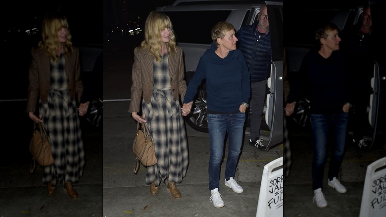 Ellen DeGeneres and Portia de Rossi getting into a car