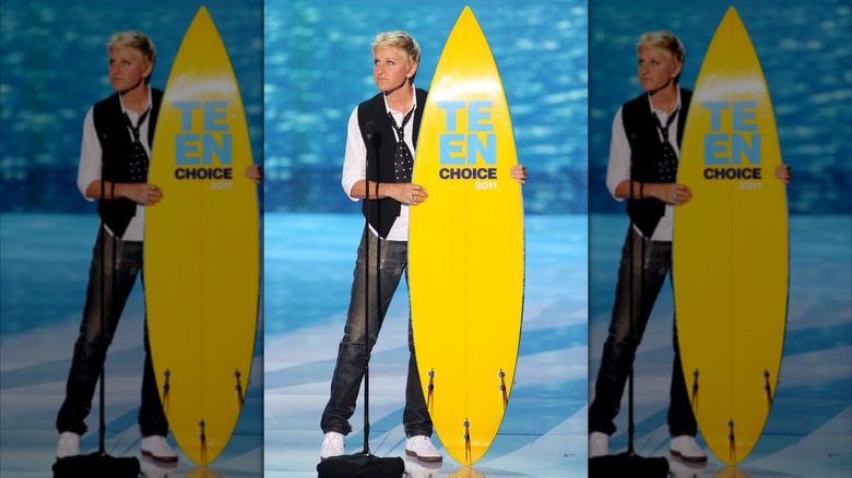 Ellen DeGeneres on stage at the Teen Choice Awards in 2011