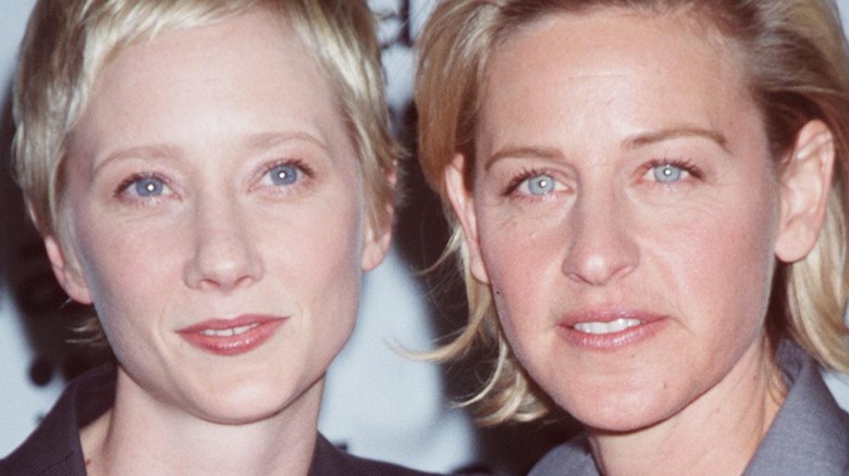 Anne Heche and Ellen DeGeneres posing