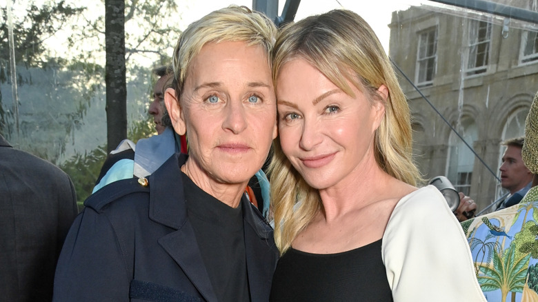 Ellen DeGeneres and Portia de Rossi hugging
