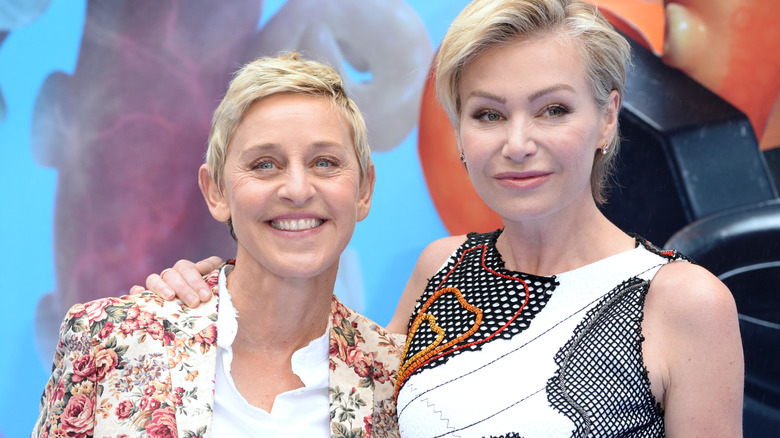 Ellen DeGeneres and Portia de Rossi smiling
