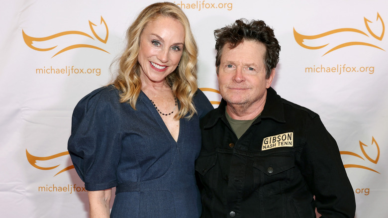Tracy Pollan and Michael J. Fox smiling