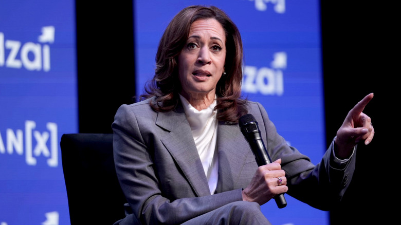 Kamala Harris giving a speech