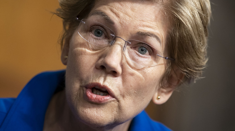 Senator Elizabeth Warren, a Democrat from Massachusetts, speaking during a Senate Banking, Housing and Urban Affairs Committee 