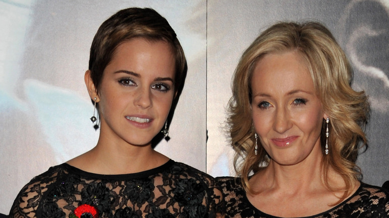 Emma Watson and JK Rowling smiling for photo together