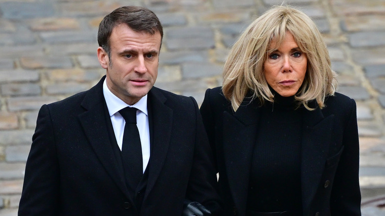 Emmanuel and Brigitte Macron at the Invalides Memorial Complex