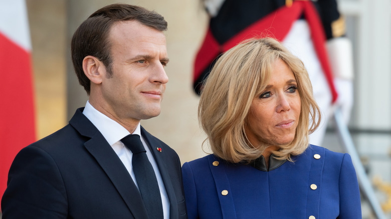 Emmanuel and Brigitte Macron at the Elysee Palace